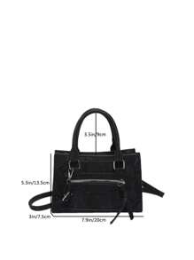 Fashionable And Versatile Solid Color Handbag For Daily Commute - Black - View 5