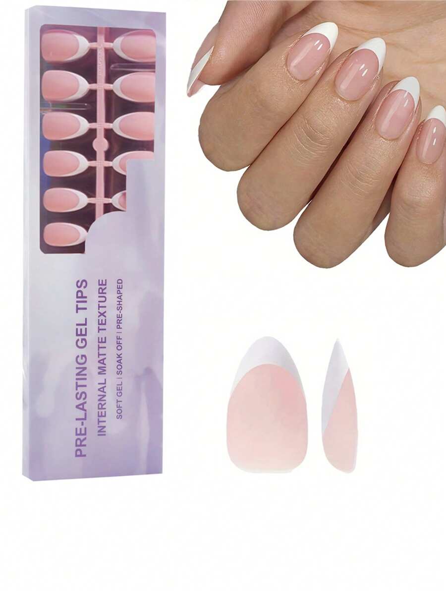 150 Móng tay giả gel màu hạnh nhân nude kiểu Pháp, Móng tay giả, Móng tay giả gel hình hạnh nhân kiểu Pháp 3 trong 1, 15 kích cỡ móng tay giả để tự làm móng, Phù hợp cho phụ nữ và tiệm làm móng Đồ dùng làm móng