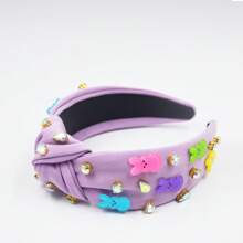 1pc Easter Women's Fabric Headband With Colorful Rabbit & Crystal Knot Decors, Suitable For Everyday Outings,Hairband,Hair Hoop