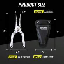 Beyond Fishing Pro Aluminum Series 8 Inch Multifunction Fishing Pliers, Saltwater Resistant Fishing Cutter, Tungsten Carbide Cutters, Corrosion Resistant  Coating With Sheath - 黑色 - 查看 5