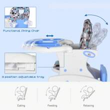 HOMCOM 2 In 1 Convertible Baby High Chair Toddler Table Chair Infant Feeding Seat Removable Food Tray Harness - Blue - View 4