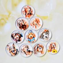 10pcs 20mm/25mm Watercolor Painting Lovely Dog 10pcs Mixed Round Photo Glass Cabochon Demo Flat Back Making Findings