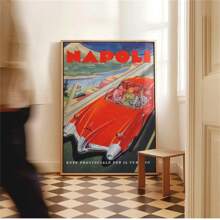 1pc Red Car Poster, Vintage Wall Art, Aesthetic Room Decor, Retro Travel Coastal Aesthetic Poster, Cool Girl Aesthetic Art Print Unframed