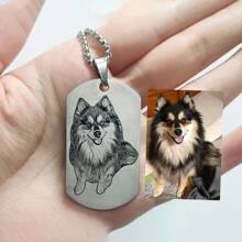 定制狗狗照片项链、镌刻猫咪图片钥匙扣、宠物肖像标签吊坠、狗狗纪念品、父亲节礼物 - 彩色 - 查看 12