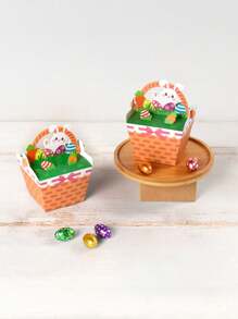 12pcs Easter Gift Box, Easter Bunny Packaging Box, Easter Decorative Gift Gift Packaging Box, Hand Basket Paper Box, Easter Candy Box, Holiday Party Gift Decoration Box