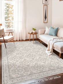 1 块复古花卉碎片大号客厅地毯，波西米亚风格，毛绒材质，触感柔软舒适，易于护理，防水防污，防滑背衬，可机洗，地毯，适用于大厅、卧室地毯、卧室地毯、厨房、餐厅、办公室、房间装饰和门垫。