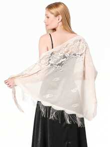 1pc Women Solid Color Crochet Lace Flower Triangular Scarf, Fashion Versatile Shawl, Breathable Sunscreen Headwrap For Dress - Flower Triangle Scarf - View 19