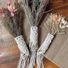 1pc Hand Woven Floral Lace Tied Decor Macrame Bohemian Style Wedding Flower Bouquet Decorative Ribbons & Bows Gifts Birthday Graduation