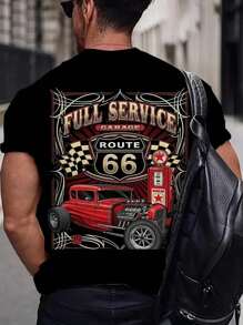 男士活力 3D 汽车印花 T 恤 - 短袖、新颖、复古风 T 恤，适合夏季外出、街头时尚和日常穿着 - 彩色 - 查看 2