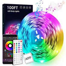 HBOWMDJIA 100ft LED Strip Lights For Bedroom, With Music Sync, APP Control And 44keys Romote,  Can Timing, Room, Home, Party Decoration For Led Strip Lights