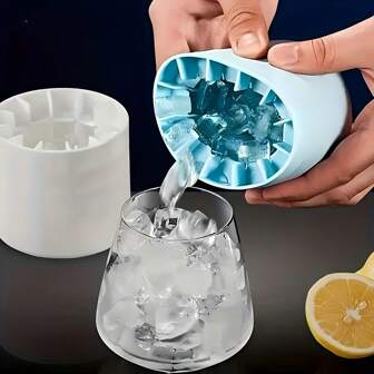 1 pieza/2 piezas Molde de silicona para cubitos de hielo de congelación rápida, fácil de usar, fácil de soltar, mini contenedor de almacenamiento de vasos de hielo, apto para hacer cubitos de hielo, cubetas de hielo y vasos cilíndricos, apto para bebidas frías redondas, utensilios de cocina, artículos escolares, cubo de hielo y bandeja de verano, accesorios de cocina