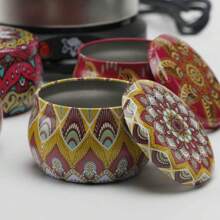 2 piezas, Caja de almacenamiento de lata, estilo bohemio, lata sellada, caja de exhibición de escritorio, lata de té, exquisita, elegante y hermosa