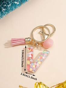 1pc Creative Keychain With 26 English Alphabet, Kids Backpack Accessories, Butterfly Letter Charm Keyring For Girls - Pink - View 9