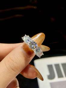 1Pc Classic Six Claws With Diamonds Of Moissanite Diamond Wedding Band Ring Design D Color 0.5ct-2ct S925 Sterling Silver Ring,Suitable For Engagement, Wives, Girlfriends, Birthday Gifts, Anniversary Gifts Bridal Fine Jewelry