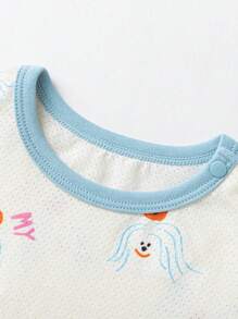 mini bala Conjunto de pijama suave y transpirable para niños, ropa de dormir para bebés Con Protección contra la barriga - gris azul - Ver 6