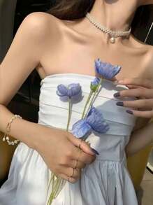 Handmade Beaded Necklace For Women, Fashionable Wedding Accessory - White - View 3