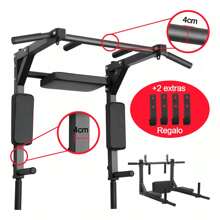 Home Gym 8 Ejercicios En 1 Soporta 400kg  Barra de Dominadas Gimnasio en Casa  Fortalece Espalda Brazos y Mas  para Pared y Piso, Uso Rudo Fácil Instalación - Negro - Ver 7