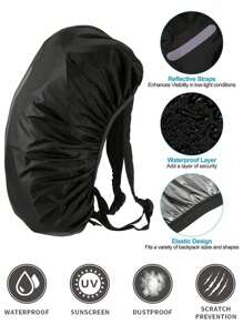 Travel Backpack Rain Cover Backpack With Reflective Stripes, 15-75l Waterproof Bag Camping Mountaineering Dustproof Rain Cover Backpack Protective Cover, Backpack Rain Cover Outdoor Mountaineering Waterproof Cover Schoolbag Rain Cover Dust Cover, Suitable For Mountaineering, Tourism, Beaches, Fishing, Cycling And So On.