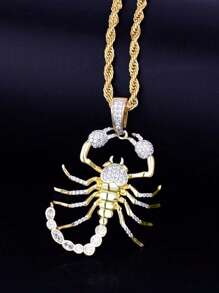 Fashion Punk Hip Hop Rhinestones Zirconia Animal Scorpion Pendant Necklace For Men/Women Jewelry Accessories Cool Fashion Men's Necklace Rock Biker Anniversary Party Gift - Gold - View 4