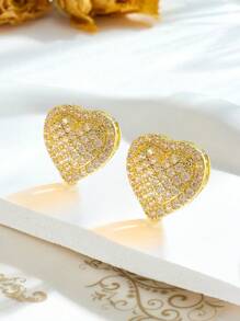 1 Pair Of Super Shiny Heart Earrings S925 Sterling Silver Elegant And Delicate Ladies Earrings Fine Jewelry Gift Holiday Gift Birthday Gift For Women Daily Wear - Super Shiny Heart Earrings - View 5