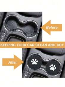 2 件可爱动物爪印杯架，防滑杯垫，通用汽车杯架配件，防水防尘杯垫适合大多数汽车内饰装饰 - 彩色 - 查看 3