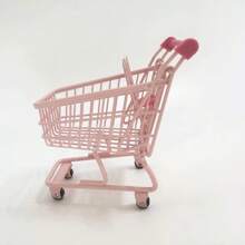 Mini Parts Small Items Metal Supermarket Shopping Cart, Hand Pushing Shopping Basket Iron Art Simulation WAKUKU Doll Exquisite Mini Doll World Small Shopping Cart - Multicolor - View 9