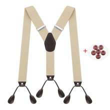 男士1.38英寸宽可调节弹力吊带，仿皮饰边Y型后带，6粒纽扣设计，适合婚礼、燕尾服、郊游、婚宴、秋冬礼物、万圣节装扮，适合青少年、年轻男士，休闲、户外、运动、度假、毕业礼物、生日、日常穿着。 - 彩色 - 查看 15