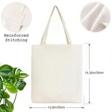 1 Piece Preppy Style Halloween Cow Print Canvas Satchel Bag - Large Capacity, Machine Washable, Fashion Women's Shoulder Satchel Bag With Fixed Shoulder Strap, No Closure Design - 淺褐色的 - 查看 3