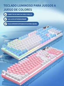 Mechanical Gaming Keyboard, Adjustable Wired Two-Color Backlight, Suitable For Gaming And Office. - Pink - View 2