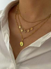 1 pieza Collar de globo con cadena de flores de acero inoxidable y cuentas, de lujo, moda de alta gama y elegante para mujeres