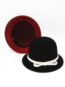 1pc Women Solid Color Hat, New Fashion Vintage British Elegant French Bow Decor Short Brim Small Hat, Casual Versatile Celebrity Bucket Hat Suitable For Party, Gathering, Daily Use, Spring/Summer - View 5