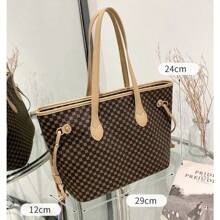 1pcs Women's New Fashionable Retro Dot Printed Tote Bag, Large Capacity One Shoulder Portable Women's Bag - Multicolor - View 3