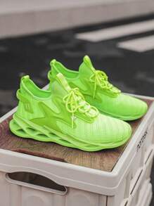 Zapatillas deportivas de hombre de suela de cuchilla, resistentes al desgaste y transpirables, de gran tamaño, de estilo casual y versátil, de punta redonda, en color verde, adecuadas para el verano, uso casual, actividades al aire libre, vacaciones, regalos de graduación y accesorios de vestir de cumpleaños