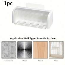 1 Pezzo Porta spazzolini da denti 5 slot con coperchio, portaspazzolini da parete adesivo, accessori da bagno in plastica, adatto per dormitori e docce, può contenere 5 spazzolini, senza elettricità richiesta, accessorio perfetto per il bagno