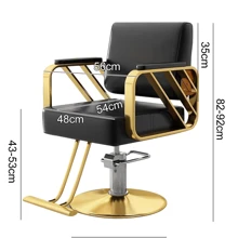 Silla Clasica Premium Barberia Estetica Giro 360° Neumatica Silla Clasica Premium Barberia Estetica Giro 360° Neumatica Sillon Barberia Estetica Peluqueria Neumatica Silla Barbero Forma De La Base Redonda Tipo ,Negro y dorado - Negro - Ver 6