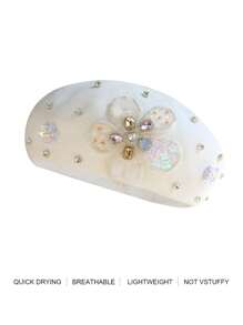 1pc Women's Handmade Botanical Applique Polyester Knit Beret Hat, Casual, Lightweight, Breathable, Quick-Drying For Spring/Summer Wear, Suitable For Daily, Photography, Gathering, Picnic - Multicolor - View 2