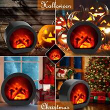 Fireplace Lanterns Decorative Flameless Portable Led Lantern, Fireplace Light LED Simulation Log Flame Effect, Touch Switch Simulation Flame LED Fireplace Lantern For Home Festival Decor