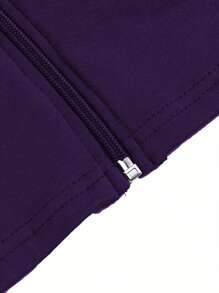 Plus Size Women's Zip Up Hoodie & Jogger Set - Lightweight Workout Outfit With Thumb Holes (Sizes 1X-5X) - 紫色 - 查看 6