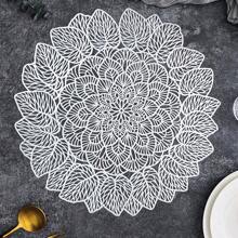 1 件/4 件/6 件西瓜叶厚不对称圆形餐垫，耐热防滑，适用于家庭厨房、酒店、餐厅和任何场合 - 圓形西瓜葉餐墊 - 查看 5