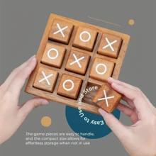 1/2 Pc Classic Wooden Tic Tac Toe Game Set, Suitable For All Ages - Perfect Family Game Night & Home Decor | Suitable For Coffee Table, Living Room, And Desk, Entertaining Tabletop Puzzle Game, Durable Wood, Fun Board Game, Ideal For Adult Game Night, Wonderful Gift Choice