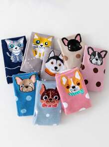 1 Pair/5 Pairs/10 Pairs/15 Pairs Multi-Color New Cute Puppy Cat Heart Dot Breathable Fashion Mid-Calf Short Socks, Suitable For Everyday Wear - Multicolor - View 7