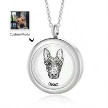 Customized Pet Portrait Memorial Urn Necklace, Personalized Pet Urn Necklace, Pet Urn Jewelry, Dog Memorial Gift, Pet Memorial Jewelry Necklace With Dog Hair/Fur, Memorial Gift With Pet Portrait Carving, Cat Memorial Gift