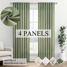 Topfinel 4 Panels Natural Linen Blended Curtains Rod Pocket Back Tab Clip Rings Curtain Semi Transparent Privacy Rural Bohemian Farmhouse Curtains For Living Room Bedroom Home Decoration - XANH LÁ - Xem 1