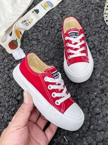 OPOEE White Cloth Shoes Baby White Shoes Middle Sneakers Children's Canvas Shoes Spring And Autumn Korean Version Simple Boy And Girl Shoes Fashion Low-Top Casual Lace-Up Track Shoes Classic Low-Top Canvas Shoes All Casual Sports Skateboard Children's Shoes