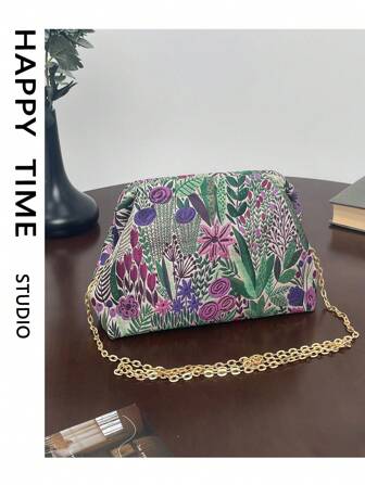 duke bear 1 st Casual Fashionabla glamorösa blommönster Damclutchväska Kvällsväska, Clutchväska, Kiss Lock-väska, Axelväskor, Crossbody-väska med avtagbar kedja axelrem, mycket lämplig för tonåringar, damer, flickor, studenter, tjänstemän