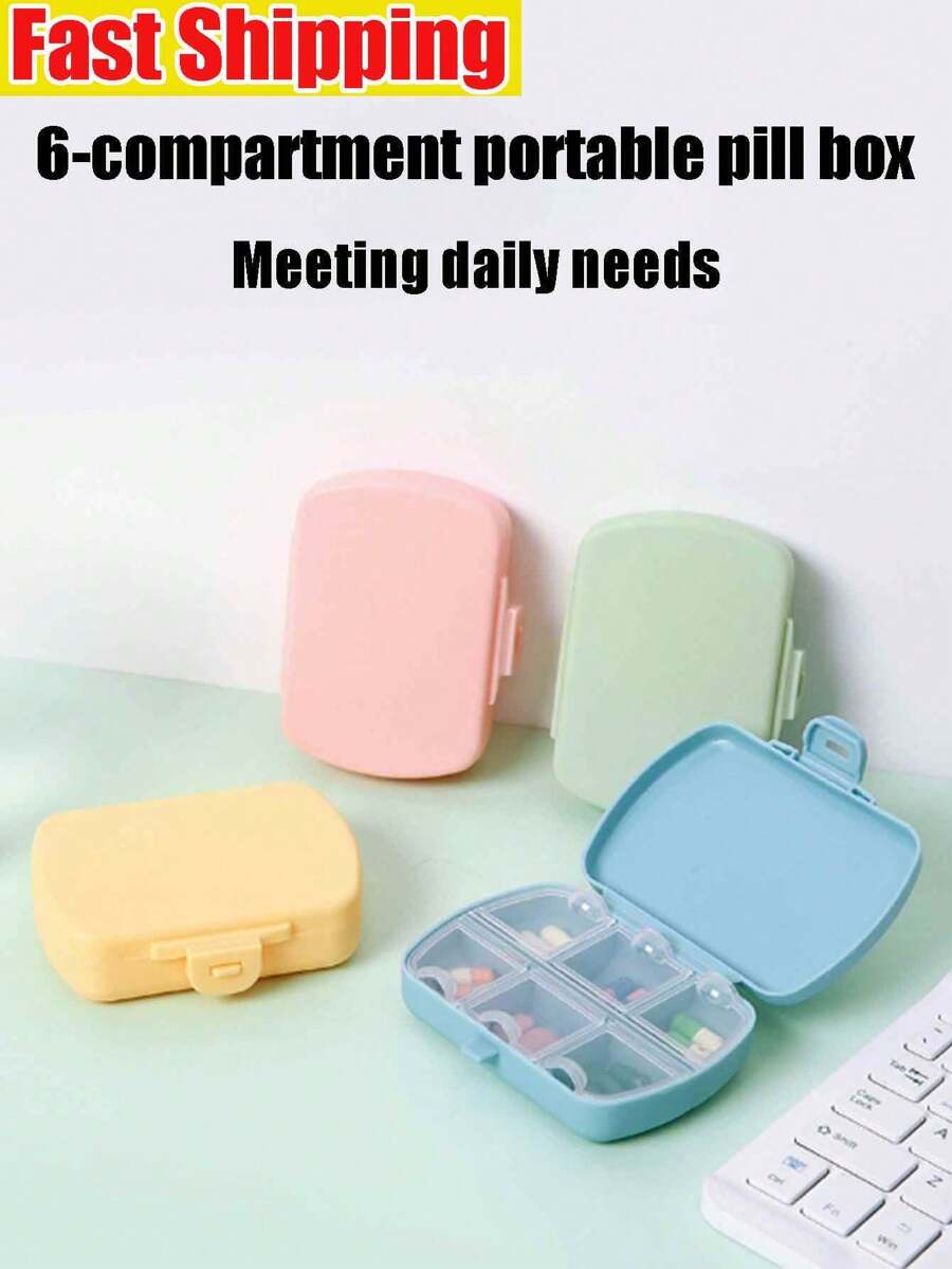 5PCS 1PC 6 隔间药盒，旅行药丸收纳盒，日常药丸盒，小药丸容器，便携式药物收纳盒，药盒，药物药盒，便携式随身药物收纳盒，迷你六隔间防潮胶囊药盒