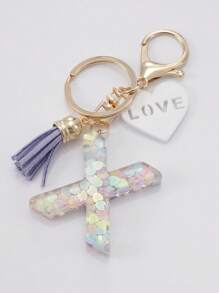 1 件创意 26 个字母钥匙扣，儿童背包配件，蝴蝶字母吊坠钥匙扣，适合女孩