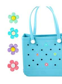 16件/8件/4件/1件花朵DIY包袋装饰，包袋配件，适用于Bogg包、沙滩包、凉鞋，以及彩虹花朵装饰配件。这些迷人的装饰为您的Bogg包注入了个性化风格和鲜艳色彩。这些独特醒目的配饰，让您的包袋轻松识别，展现您的个性化魅力。