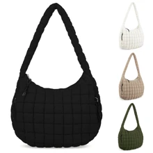 Oversized Ruched Bag Quilted Pattern Minimalist,Solid Color Pleated Puffy Cloud Shoulder Bag, Fashionable And Practical For Women, Simple And Large-Capacity,Can Be Worn Crossbody, Zip Closure