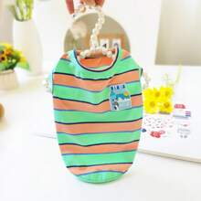 Striped Tank Top For Small Dogs & Cats, Lightweight Pet Apparel - Green - View 6